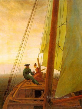 カスパー・ダヴィッド・フリードリヒ Painting - 帆船に乗って ロマンチックな船 カスパール・ダーヴィッド・フリードリッヒ